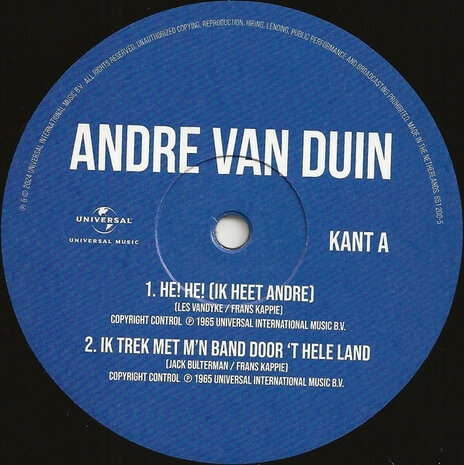 ANDRE VAN DUIN - HE HE (IK HEET ANDRE) / STOELEN STOELEN (LP-10"/RECORD STORE DAY)